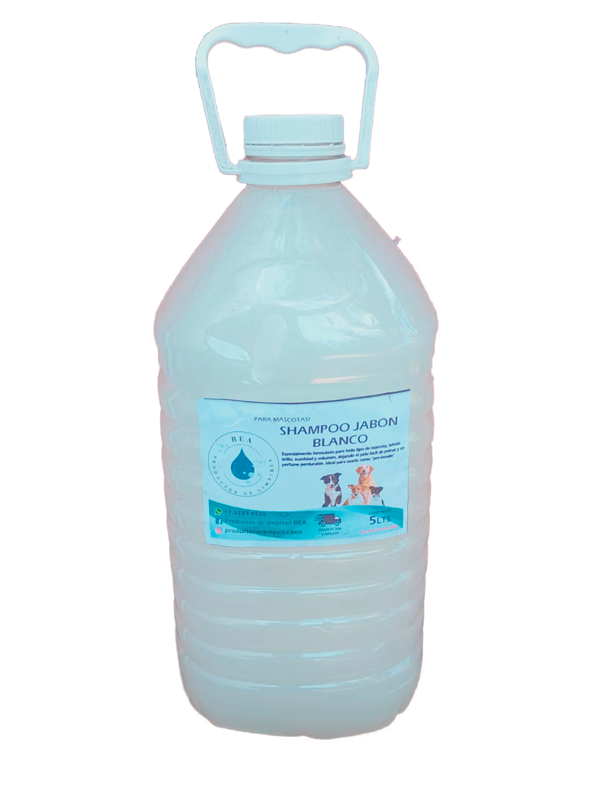Bidon de Shampoo Jabon Blanco para Mascotas 5 Litros