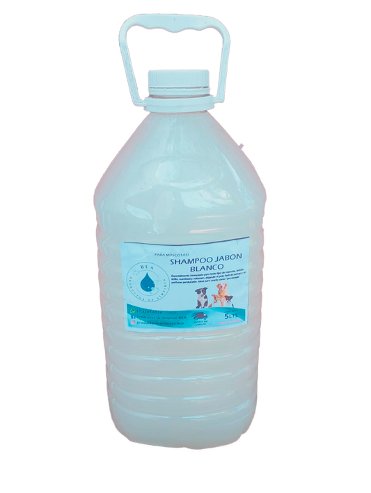 Bidon de Shampoo Jabon Blanco para Mascotas 5 Litros
