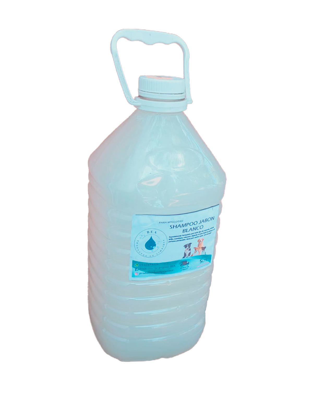 Bidon de Shampoo Jabon Blanco para Mascotas 5 Litros