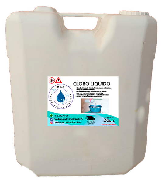 Bidón de Cloro Liquido 20 Litros