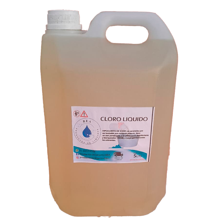 Bidón de Cloro Liquido 5 Litros